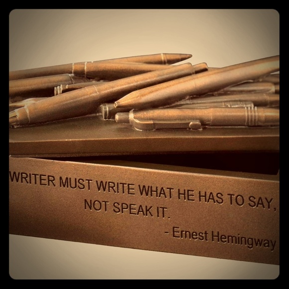 Metal Pen Case Box with Ernest Hemingway 's Quote - Picture 1 of 1